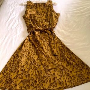 Vintage Silk Leopard Print Flare Date Night Dress Size 6/8